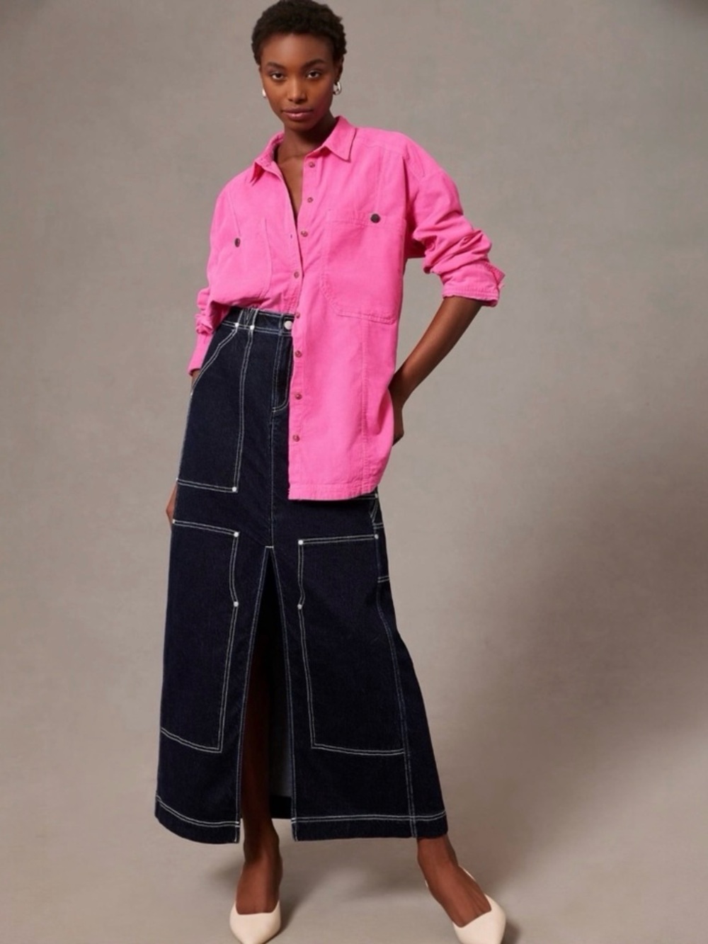 Anthropologie Pilcro Hot Pink Oversized Shirt